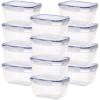 imageSuperio Sealed Food Storage Containers 12 Pack Airtight Leak Proof Meal Prep Containers Rectangle Shape Microwave and freezer safe BPAfree Plastic 25 Quart