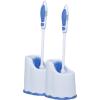 imageSuperio Toilet Bowl Brush and Holder with Under Rim Cleaner for Bathroom Toilet Brush and Caddy with Non Scratch Bristles and Under Rim Lip Brush White and Blue 2 Pack