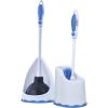 imageSuperio Toilet Brush with Lip and Plunger Set Bathroom Bowl Brush with Pan and Plunger Blue