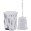 imageSuperio Wicker Bathroom Accessories Set  6qt Step On Trash Can and Toilet Brush with Holder Combo  Matching Toilet Set BasketWeave Design Modern Slim Trash Can for Bathroom 2 Pack White Smoke
