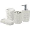 imageSuperio Wicker Plastic Bathroom Accessories Decorative Woven Style Bathroom Set Soap Dish Dispenser Tumbler Toothbrush Holder
