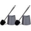 imageToilet Brush Cleaner and Holder White 2 Pack Toilet Bowl Cleaner Brush with Scrubbing Wand Brush and Storage Caddy for Easy Bathroom CleaningGray