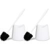 imageToilet Brush Cleaner and Holder White 2 Pack Toilet Bowl Cleaner Brush with Scrubbing Wand Brush and Storage Caddy for Easy Bathroom CleaningWhite
