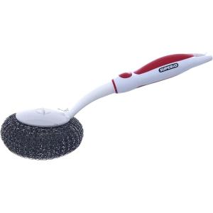 imageBBQ Grill Brush Bristle Free Stainless Steel Scrubber Cleaner Dishwashing Brush with Long Handle Great for Pots Pans Stove Cast Iron GasCharcoaland Electric Grills Griddle Blue SuperioRed