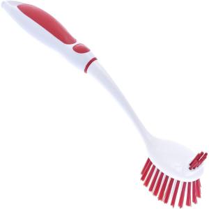 imageDish Washing Scrubber Vegetable Brush  Blue  White 2 Sided Bristles  Long Handle With Rubber Grip Non Scratch Kitchen and Bath Cleaning By SuperioRed