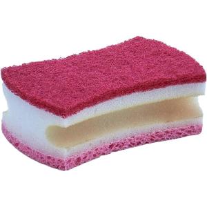 imageNonScratch Scrub Sponge with A Comfortable Grip Heavy Duty Duel Sided Kitchen Scrubber Sponge Cellulose Scrub Sponge Scratch Free with Scouring Pad Set 1 Sponge GreenRed