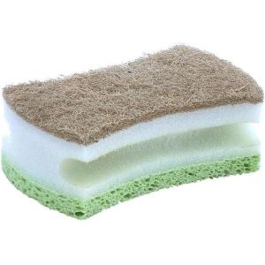 imageNonScratch Scrub Sponge with A Comfortable Grip Heavy Duty Duel Sided Kitchen Scrubber Sponge Cellulose Scrub Sponge Scratch Free with Scouring Pad Set 1 Sponge GreenGreen