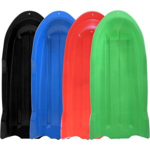 imageSuperio 46quot Toboggan Snow Sleds for Kids and Adults 4 Pack Heavy Duty Plastic Open Back Sliders with Handles and Hole for Pull Ropes Ropes ExcludedRed  Blue  Green  Black