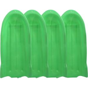 imageSuperio 46quot Toboggan Snow Sleds for Kids and Adults 4 Pack Heavy Duty Plastic Open Back Sliders with Handles and Hole for Pull Ropes Ropes ExcludedGreen