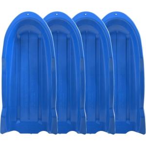 imageSuperio 46quot Toboggan Snow Sleds for Kids and Adults 4 Pack Heavy Duty Plastic Open Back Sliders with Handles and Hole for Pull Ropes Ropes ExcludedBlue