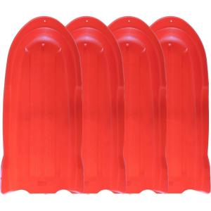 imageSuperio 46quot Toboggan Snow Sleds for Kids and Adults 4 Pack Heavy Duty Plastic Open Back Sliders with Handles and Hole for Pull Ropes Ropes ExcludedRed