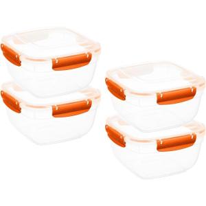 imageSuperio Airtight Food Storage Containers with Leakproof Lids 4 Pack 10 Cup 80 Oz BPA Free Sealed Containers Microwave Dishwasher and Freezer Safe 25 QuartOrange