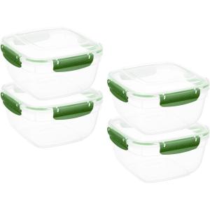 imageSuperio Airtight Food Storage Containers with Leakproof Lids 4 Pack 10 Cup 80 Oz BPA Free Sealed Containers Microwave Dishwasher and Freezer Safe 25 QuartGreen