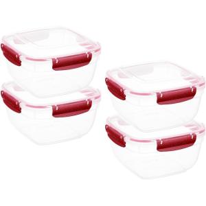 imageSuperio Airtight Food Storage Containers with Leakproof Lids 4 Pack 10 Cup 80 Oz BPA Free Sealed Containers Microwave Dishwasher and Freezer Safe 25 QuartRed