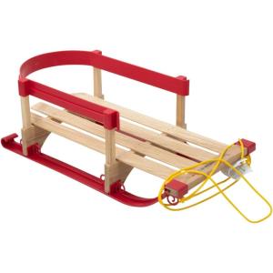 imageSuperio Children Wooden Sled Snow Sled for Toddlers Kids Sleigh with Pull Ropes and Cushion Baby SledWooden Sled