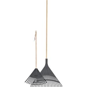 imageSuperio Green Adult and Kids Garden Rakes with Hardwood Handle Durable Plastic Collect Loose Debris and Leaves in Lawn and Among Delicate PlantsAdult  Kids RakeGrey