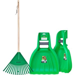 imageSuperio Green Adult and Kids Garden Rakes with Hardwood Handle Durable Plastic Collect Loose Debris and Leaves in Lawn and Among Delicate PlantsKids Green Leaf Collector  Rake Set