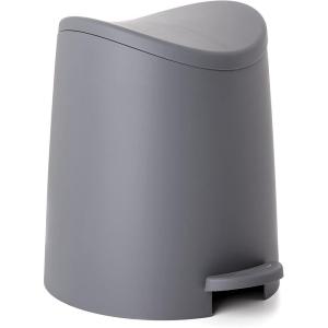 imageSuperio MIni Plastic Bathroom Trash Can with Lid 3 Liter Taupe Modern Curved Step On Trash Can with Foot Pedal Mini Kitchen Waste Bin Durable and Soft Close for Bedroom Office Under DeskGray