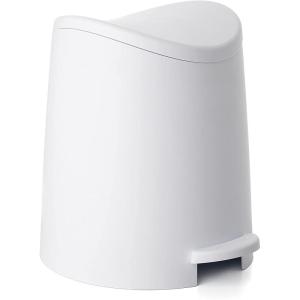 imageSuperio MIni Plastic Bathroom Trash Can with Lid 3 Liter Taupe Modern Curved Step On Trash Can with Foot Pedal Mini Kitchen Waste Bin Durable and Soft Close for Bedroom Office Under DeskWhite