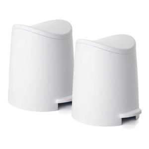 imageSuperio MIni Plastic Bathroom Trash Can with Lid 3 Liter Taupe Modern Curved Step On Trash Can with Foot Pedal Mini Kitchen Waste Bin Durable and Soft Close for Bedroom Office Under DeskWhite2 Pack