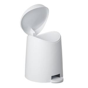 imageSuperio Mini Bathroom Trash Can with Lid 3 Liter Plastic Waste Bin 075 Gallon Modern Flat Lid Step On Trash Can with Foot Pedal for Bathroom Bedroom Office Under Desk Soft Close TaupeWhite