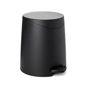 imageSuperio Mini Bathroom Trash Can with Lid 3 Liter Plastic Waste Bin 075 Gallon Modern Flat Lid Step On Trash Can with Foot Pedal for Bathroom Bedroom Office Under Desk Soft Close TaupeBlack