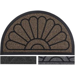 imageSuperio NonSlip Welcome Doormat for Entry Indoor Outdoor Heavy Duty Waterproof Easy Clean LowProfile Mats for Entry Garage Patio High Traffic Areas 18quotx30quot Black Sunburst CoirNatural