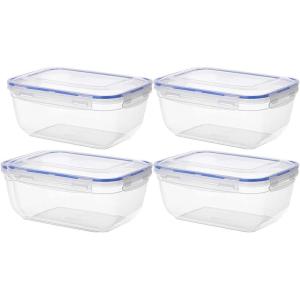 imageSuperio Pack of 4 Plastic Food Storage Containers with airtight Lid for Pantry Fridge 80 Oz BPA Free Leakproof Sealed Container Microwave Dishwasher and Freezer Safe Clear Clear