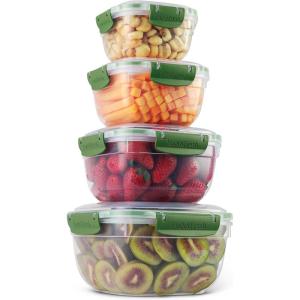 imageSuperio Plastic Airtight Food Storage Containers Set of 4 Sealed Clear Container Bowls with Lids BPA Free Rectangular RedGreen