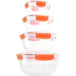 imageSuperio Plastic Airtight Food Storage Containers Set of 4 Sealed Clear Container Bowls with Lids BPA Free Rectangular RedOrange