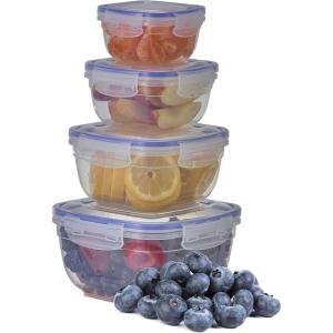 imageSuperio Plastic Food Storage Container Set BPA Free Sealed Containers with Airtight Lids for Pnatry Cupboard and Fridge Microwave and Dishwasher Safe 5 Pack4 Pack