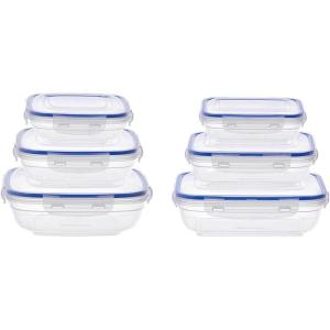 imageSuperio Plastic Food Storage Container Set BPA Free Sealed Containers with Airtight Lids for Pnatry Cupboard and Fridge Microwave and Dishwasher Safe 5 Pack6 Pack