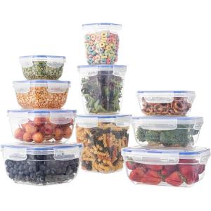 imageSuperio Plastic Food Storage Container Set BPA Free Sealed Containers with Airtight Lids for Pnatry Cupboard and Fridge Microwave and Dishwasher Safe 5 Pack10 Pack