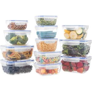 imageSuperio Plastic Food Storage Container Set BPA Free Sealed Containers with Airtight Lids for Pnatry Cupboard and Fridge Microwave and Dishwasher Safe 5 Pack9 Pack