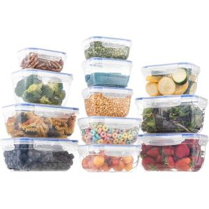 imageSuperio Plastic Food Storage Container Set BPA Free Sealed Containers with Airtight Lids for Pnatry Cupboard and Fridge Microwave and Dishwasher Safe 5 Pack12Pack