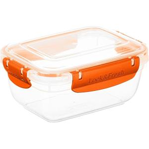 imageSuperio Plastic Food Storage Container with Airtight Lid 27 Oz BPA Free Leakproof Stackable Microwave Dishwasher and Freezer Safe RedOrange