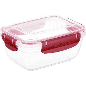 imageSuperio Plastic Food Storage Container with Airtight Lid 27 Oz BPA Free Leakproof Stackable Microwave Dishwasher and Freezer Safe RedRed