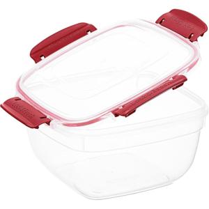 imageSuperio Plastic Food Storage Container with Airtight Lid 48 Oz BPA Free Leakproof Stackable Microwave Dishwasher and Freezer Safe RedRed