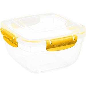 imageSuperio Plastic Food Storage Container with Airtight Lid 48 Oz BPA Free Leakproof Stackable Microwave Dishwasher and Freezer Safe RedYellow