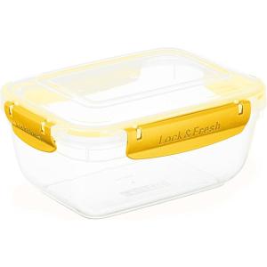 imageSuperio Plastic Food Storage Container with Airtight Lid 48 Oz BPA Free Leakproof Stackable Microwave Dishwasher and Freezer Safe YellowYellow