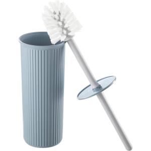 imageSuperio Ribbed Collection  Decorative Plastic Toilet Bowl Brush and Holder Set Brown 1 Pack Cleaner Scrubber for BathroomBlue