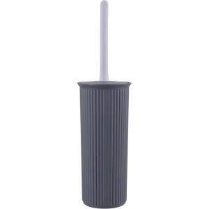 imageSuperio Ribbed Collection  Decorative Plastic Toilet Bowl Brush and Holder Set Brown 1 Pack Cleaner Scrubber for BathroomGray
