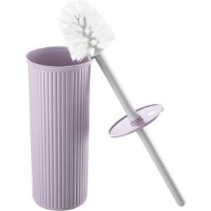 imageSuperio Ribbed Collection  Decorative Plastic Toilet Bowl Brush and Holder Set Brown 1 Pack Cleaner Scrubber for BathroomLilac