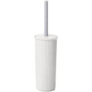 imageSuperio Ribbed Collection  Decorative Plastic Toilet Bowl Brush and Holder Set Brown 1 Pack Cleaner Scrubber for BathroomSmoke White