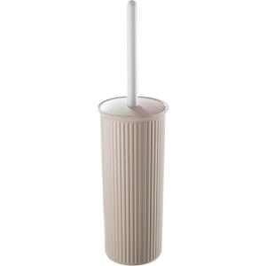 imageSuperio Ribbed Collection  Decorative Plastic Toilet Bowl Brush and Holder Set Brown 1 Pack Cleaner Scrubber for BathroomTaupe