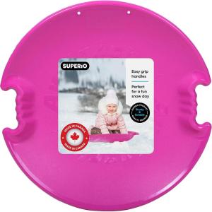 imageSuperio Round Saucer Snow Sleds for Kids and Adult Spiral Toddler Sled 26quot Avalanche Circle Jet Sled for Toddlers Age Plastic Sledding Disc Winter Snow Toys Fun for Kids and Adults 1PackFuchsia