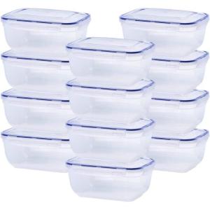 imageSuperio Sealed Food Storage Container 42 Qt Airtight Leak Proof Meal Prep Containers Rectangle Shape Microwave and freezer safe BPAfree Plastic 1 42 Quart17 Cup 12 Pack