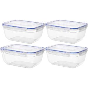 imageSuperio Sealed Food Storage Container 42 Qt Airtight Leak Proof Meal Prep Containers Rectangle Shape Microwave and freezer safe BPAfree Plastic 1 42 Quart17 Cup 4 Pack