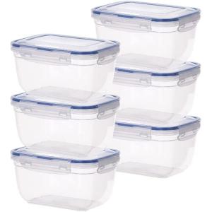 imageSuperio Sealed Food Storage Containers 6 Pack Airtight Leak Proof Meal Prep Containers Rectangle Shape Microwave and freezer safe BPAfree Plastic 25 Quart