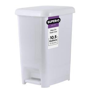 imageSuperio Slim Step On Pedal Plastic Trash Can Waste Bin for Under Desk Office Bedroom Bathroom Kitchen 25 gal White Smoke105 Gallon